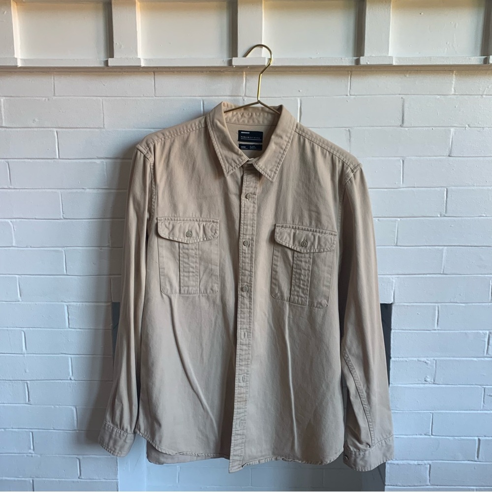Public Opinion Slim Fitting Utility Shirt - Khaki